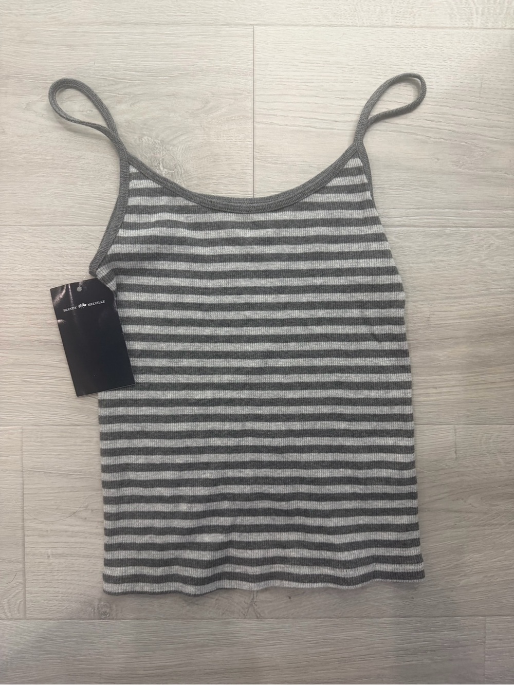 Brandy Melville Women’s Gray Striped Knit Tank Top